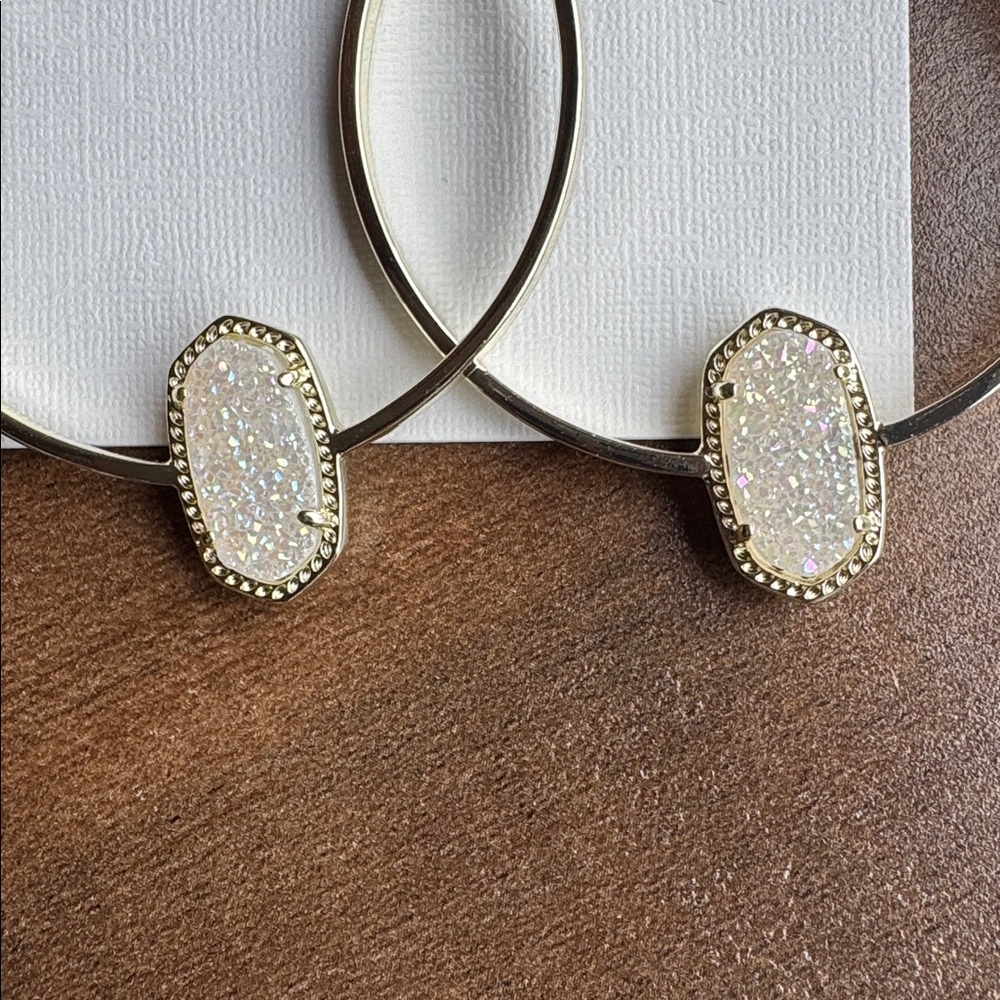 Kendra Scott Gold Hoop Earrings with White Accent - Picture 7 of 8
